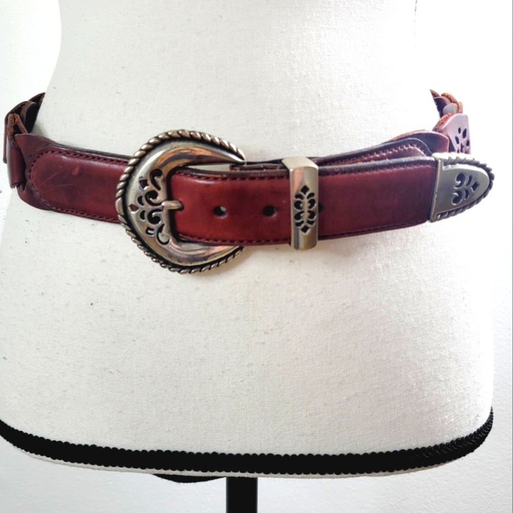 Leather western belt Brown vintage Medium